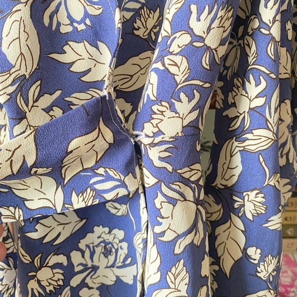 ASTR | Blue Floral Long Sleeve Ruffle Wrap Front Top - Picture 8 of 12